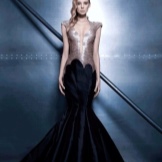 Mermaid evening dress with full tulle skirt
