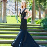 Evening dress mermaid with a fluffy skirt