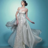White evening dress with asymmetry