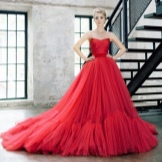 Red fluffy chiffon dress