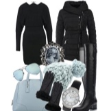 Suit dress and accessories for women with figure Pear