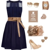 Accessories for navy flared dress