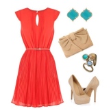 Accessories for red flared dress