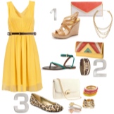 Accessories for yellow flared dress