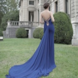 Dress with open back with a train blue