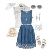 White accessories for denim dress