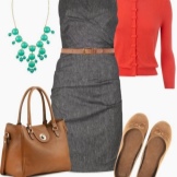 Terracotta jacket to a gray box dress