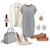 White accessories to gray dress-case