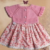Dress with knitted top for girls knitting