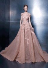 A-line evening dress with flower appliqué