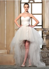 Short wedding dress with chiffon train