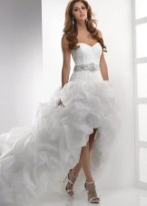 Wedding dress with a fluffy skirt and train