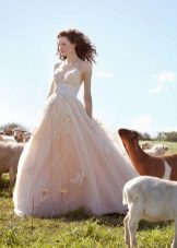Wedding dress with rustic embroidery