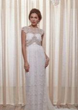 A rustic wedding dress with rhinestones