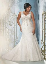 Wedding dress for full lace with rhinestones