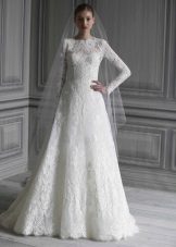 Closed satin mermaid wedding dress