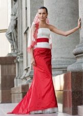 Wedding dress with a red skirt and a belt from the Edelweis Fashion Group