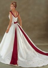 White and Red Wedding Dress with Bonny Bridal Train