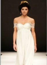 Empire empire wedding dress with lowered shoulders