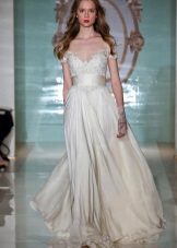 Empire style wedding dress with lace top