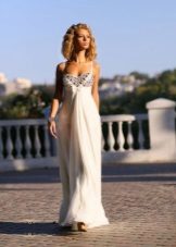 Empire style wedding dress with thin straps
