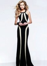 Faviana Striped Evening Dress