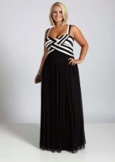 Empire evening gown for full black and white