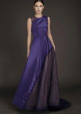 Blue evening dress with inlays