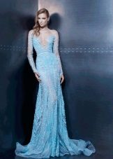 Floor-length silk evening dress