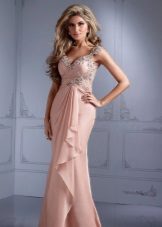 Beige evening dress in the Greek style