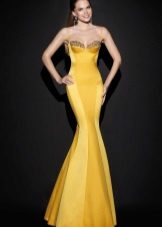 Yellow Mermaid Evening Dress by Tarik Ediz
