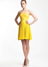 Evening soft yellow mini dress