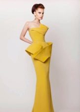 Evening dress yellow with basky