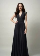 Black evening dress with lace inserts