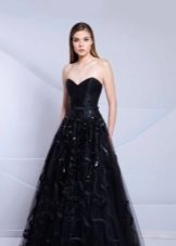 black evening dress with a full skirt