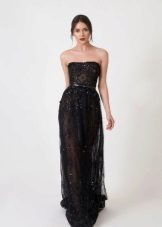 Lace transparent evening black dress