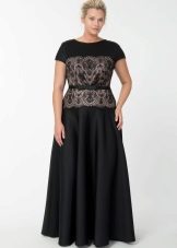 Evening dress for full black with lace