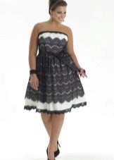 White and black evening dress for full lace