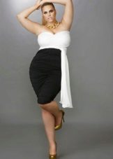 White and black evening dress for full