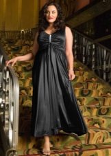 Black satin evening gown for full