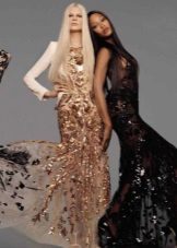 Evening expensive dress of guipure