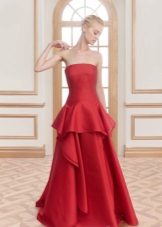 Red evening dress with basky to the floor