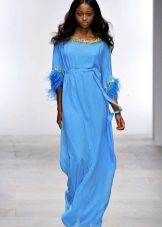 Blue evening chiffon dress