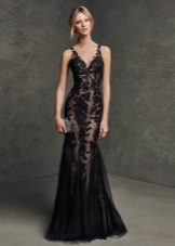 Light black evening lace dress