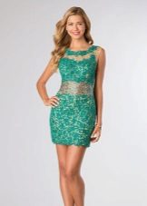 Green evening lace dress