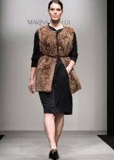 Evening dress elegant large size with fur vest