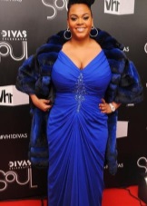 Evening dress elegant large size with a fur coat