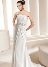 Wedding dress with drapery on the corset