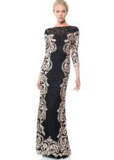 White and Black Lace Evening Dress