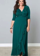 Evening knitted dress with a smell for a wedding for the full